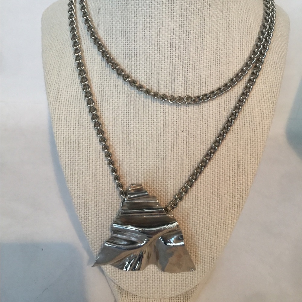 Anthropologie - Art as sculptural piece on Sterling silver chain necklace